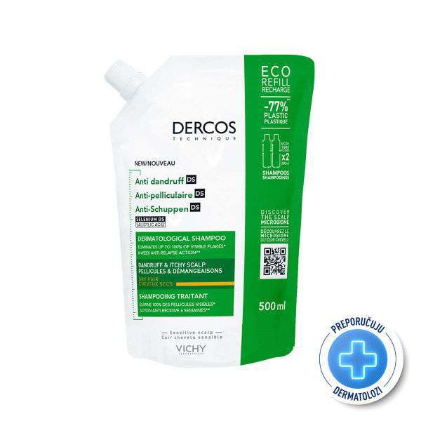 Vichy Dercos sampon protiv peruti suha kosa ECO REFILL 500 ML